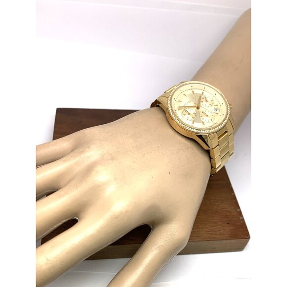 Michael Kors Women's Watch MK6356 Ritz Gemmed Quartz 37mm Gold Stainless Steel - Picture 5 of 14
